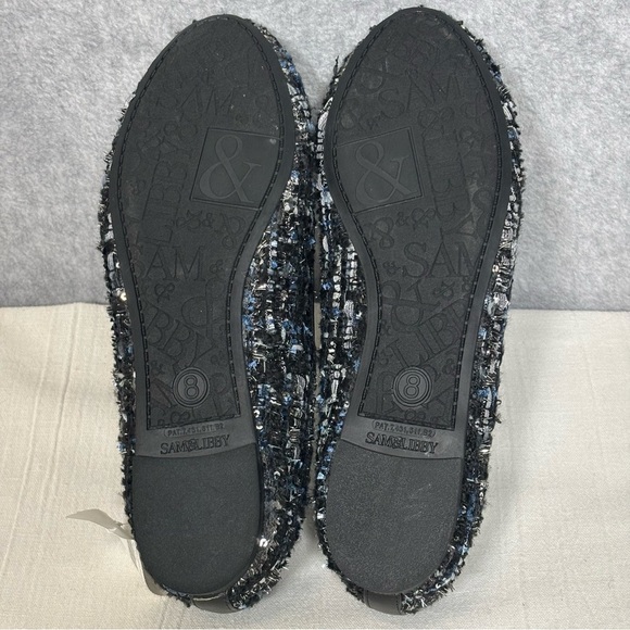 Sam & Libby Chelsea Tweed Bow Ballet Flats-Blue/Black-Women Size 8 - Picture 8 of 10